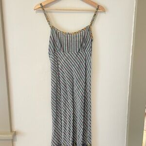 Gray and Green Sleeveless Spaghetti Strap Sundress